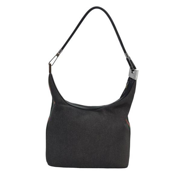 GUCCI Web Sherry Line Shoulder Bag Canvas Gray Red Green 01234 Auth 76421 - Picture 2 of 16